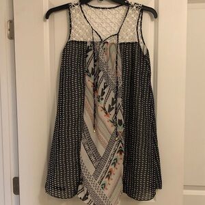 My Michelle Geometric Print Tunic - Black, White, and Orange